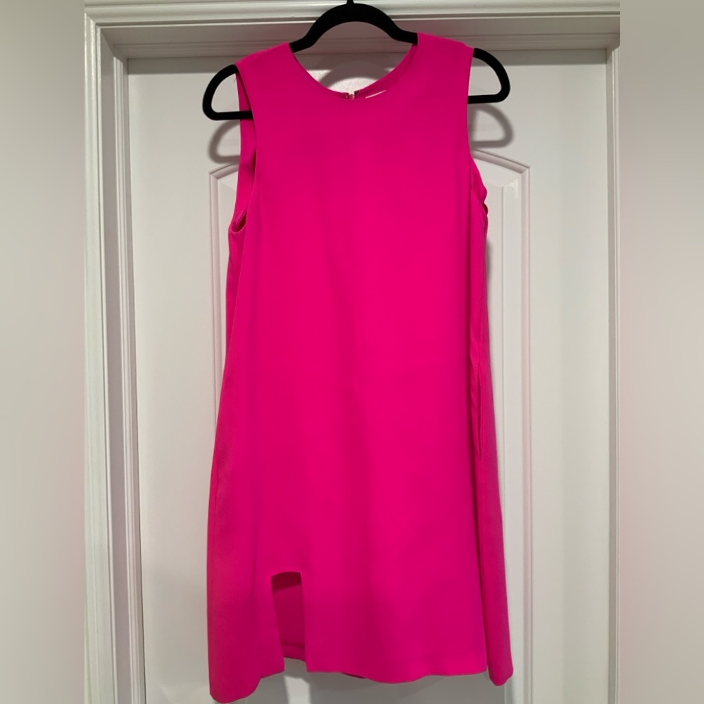 Lisa Perry Hot Pink Sleeveless 100% Silk Shift Dress